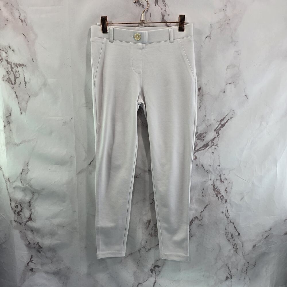 Betabrand Pants Womens Short Pet Crop White Skinny High Rise Creme Twill